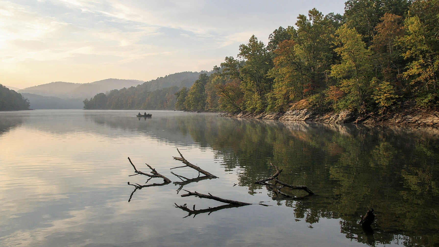 Cave Run Lake shoreline and forest